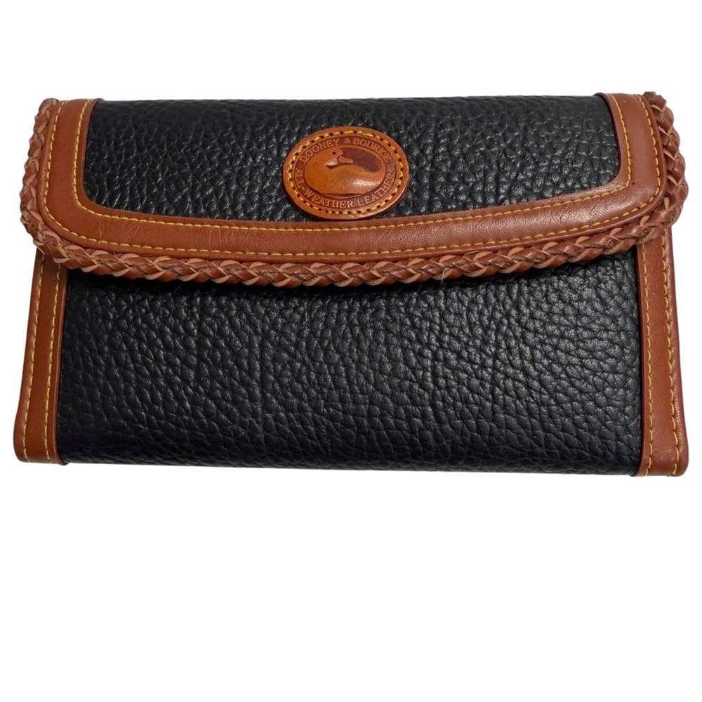 Vintage Dooney & Bourke Wallet Womens One Size Black Leather Wristlet Checkbook
